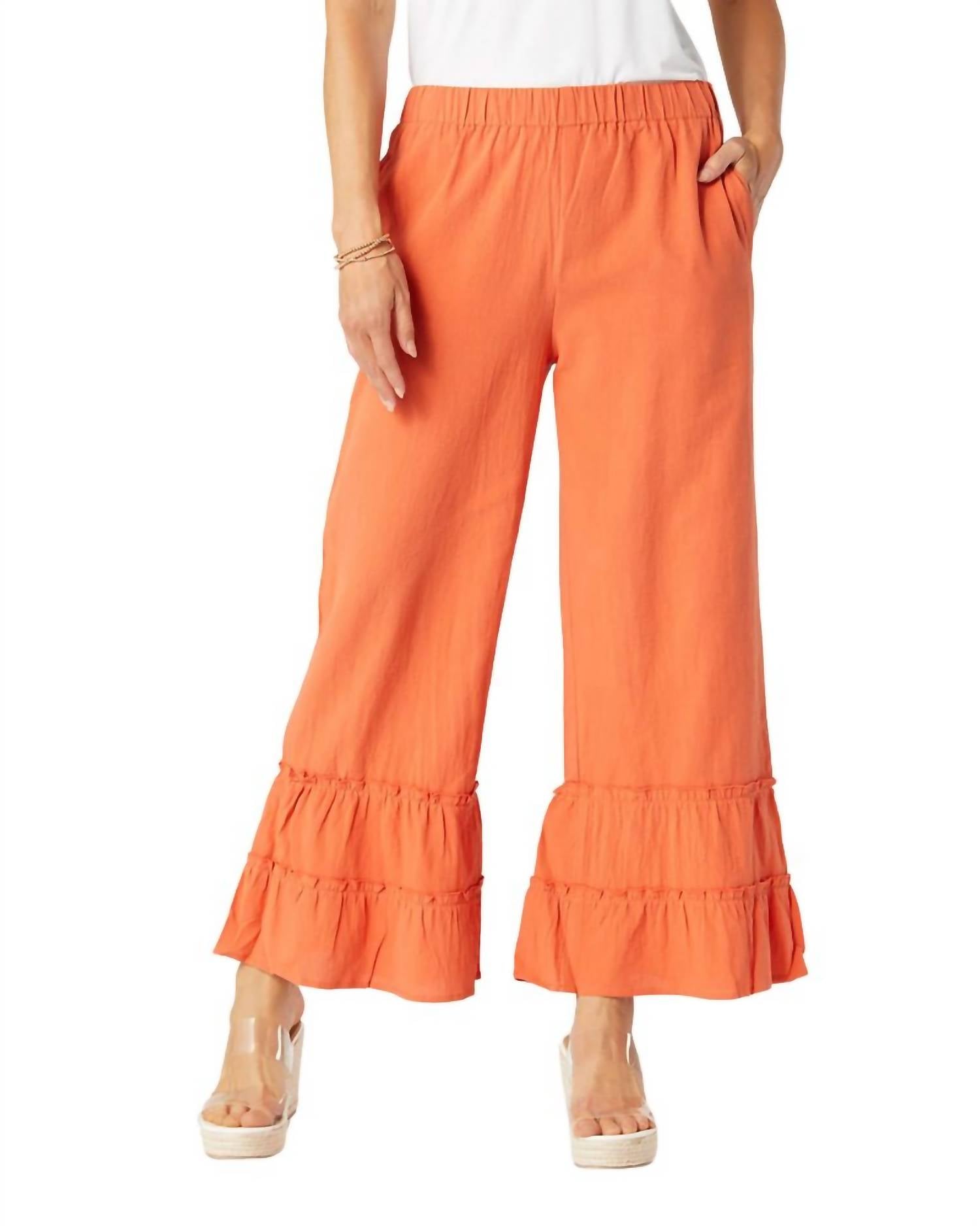 

Брюки с оборками Audrey в цвете Orange Poppy COCO + CARMEN