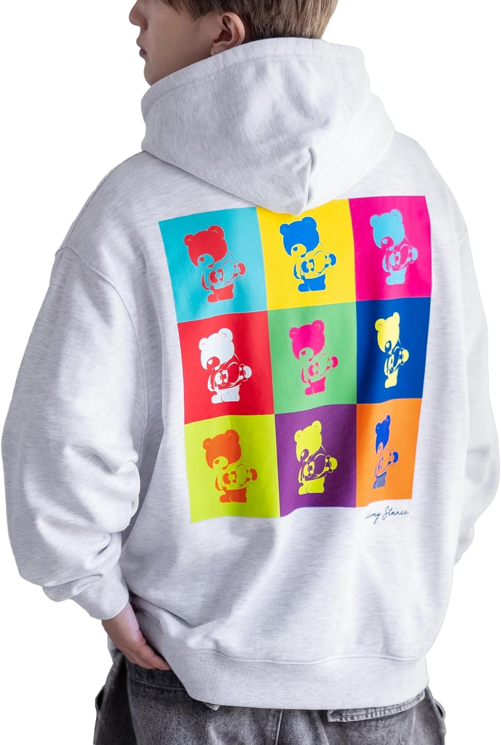 

Толстовка с капюшоном Inprobes Sidewance, красочная флисовая толстовка с капюшоном в виде медведя-скейтбордиста Downer Bear, мужская Improves, пепельный