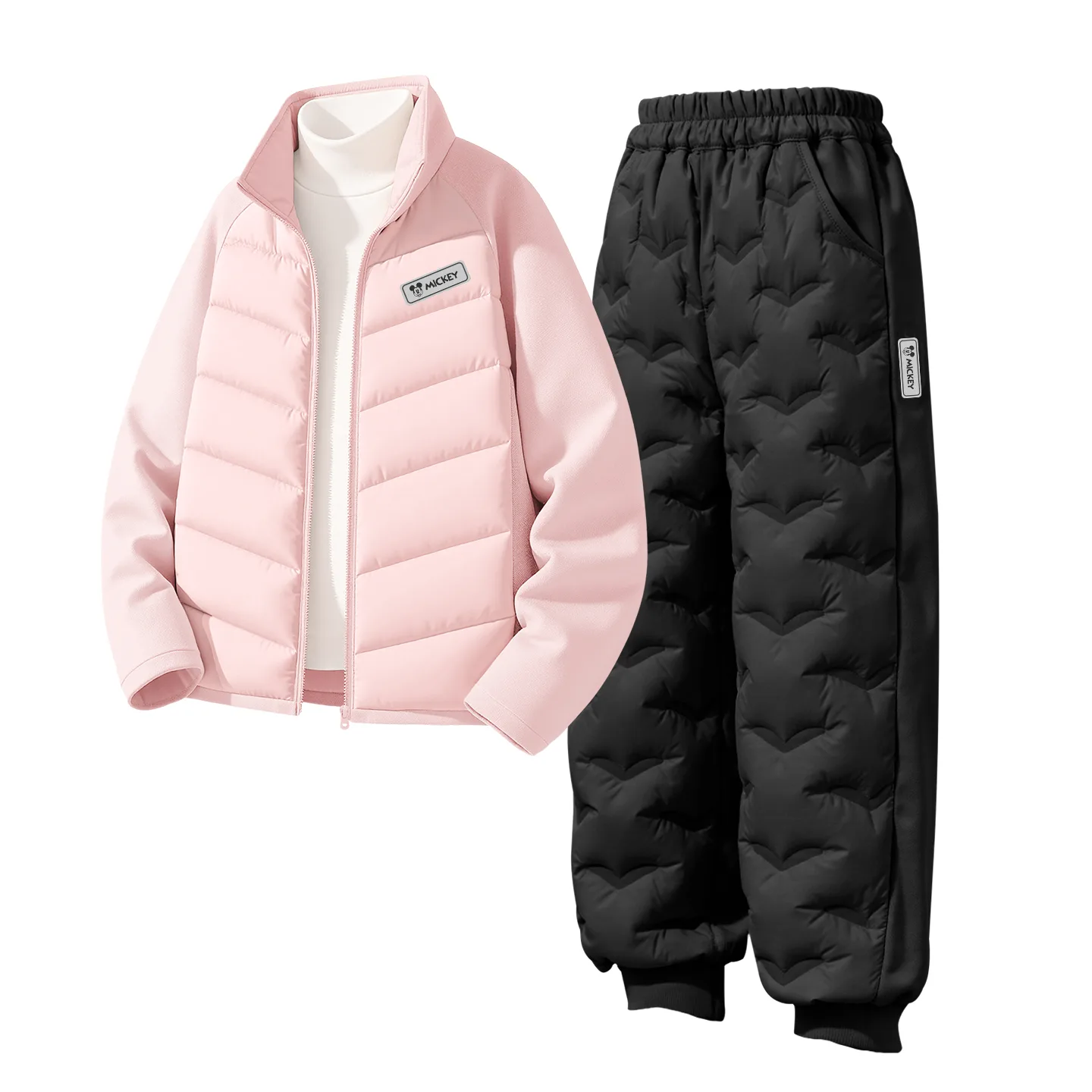 Детский спортивный костюм с круглым вырезом Disney, [Thickened and Fleece-Lined]DiH Square Hook-and-Loop K Pink+DiH Square Hook-and-Loop K Black