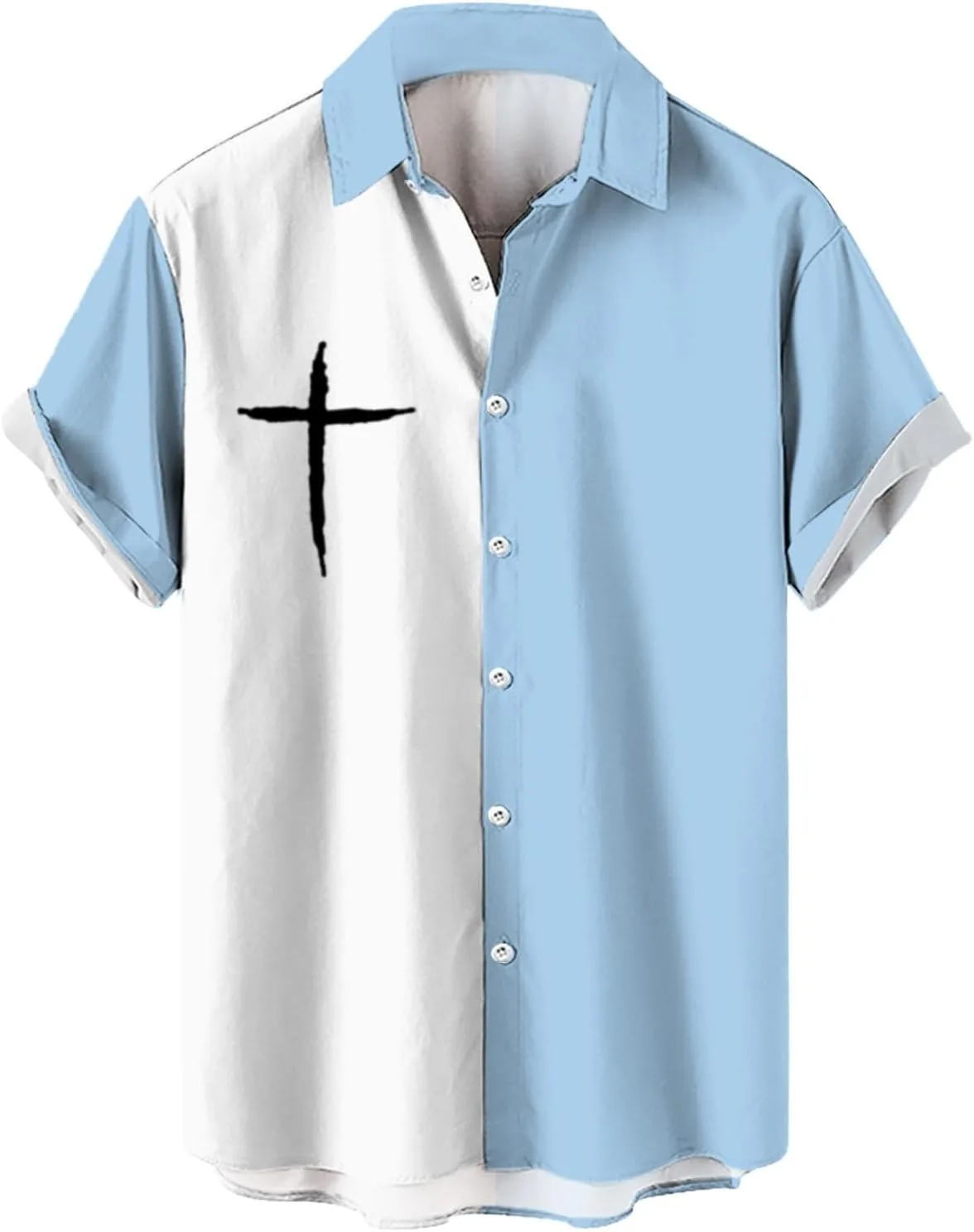 

Футболка для мужчин Christian с принтом в виде креста и цветными блоками HJINGSUN