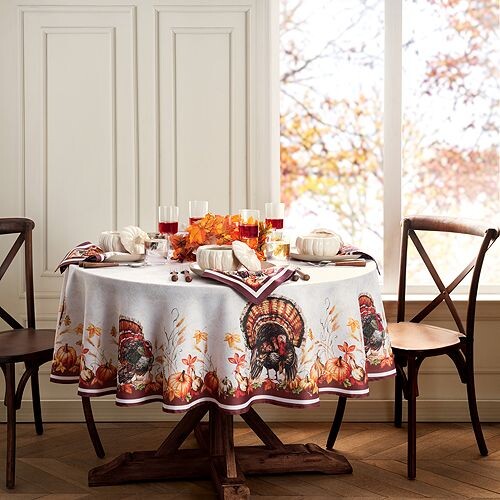 

Скатерть Autumn Heritage Turkey Engineered, круглая 60 x 84 дюйма Elrene Home Fashions, цвет Multi