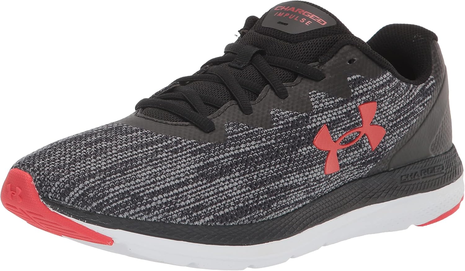 

Under Armour Mens Charged Impulse 2 Knit, (002) Black/Black/Radio Red