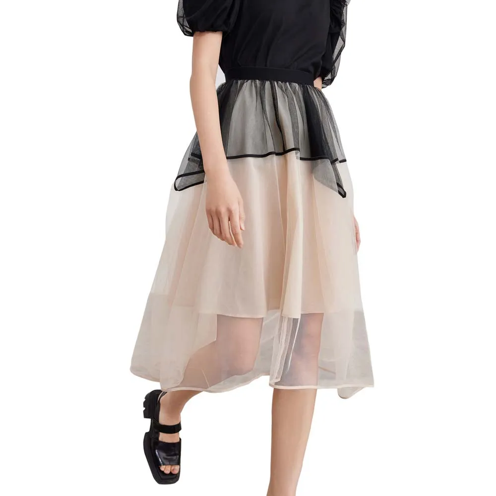 

Юбка Lily Color Blocked Mesh Bustier skirt, бежевый