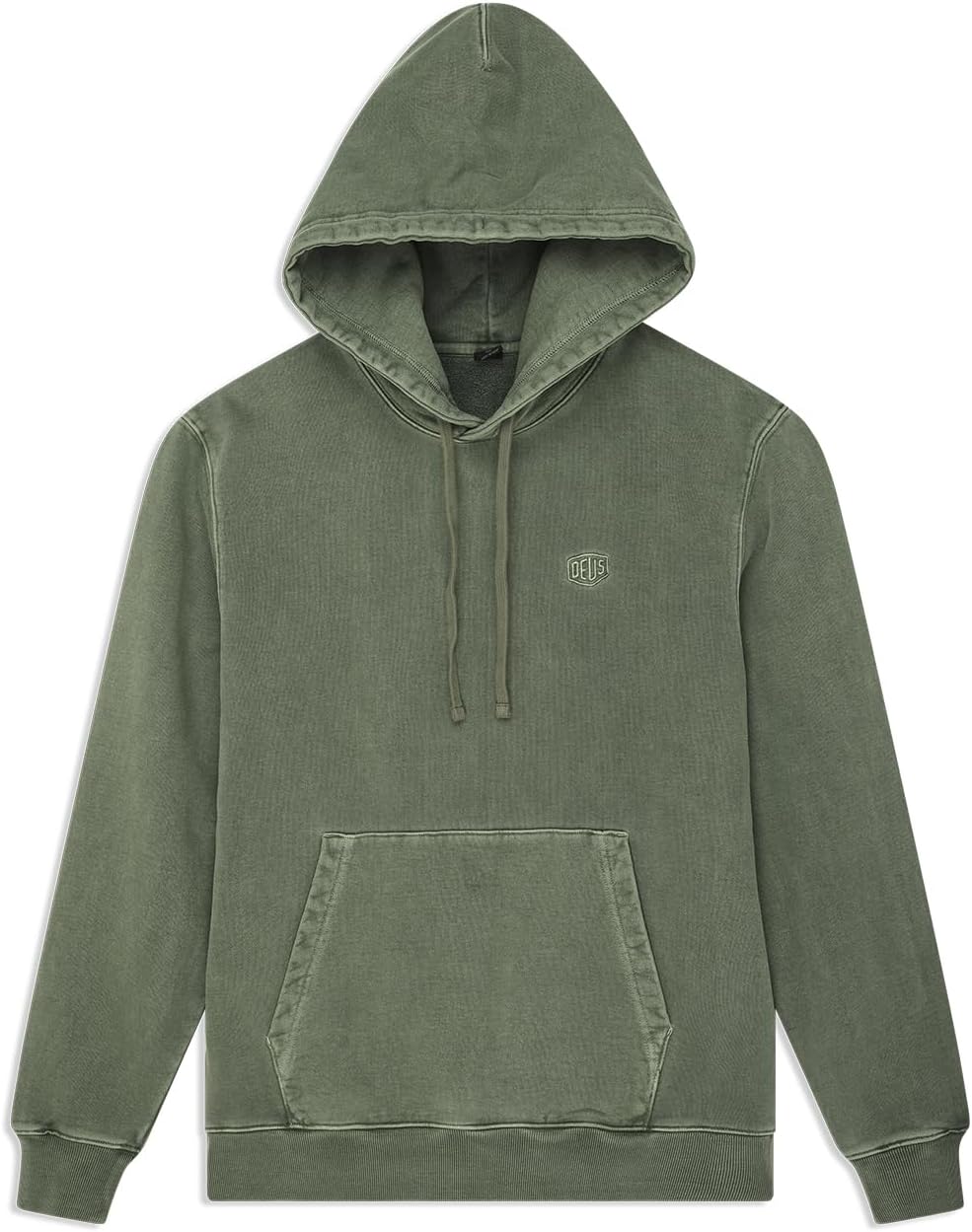 

Мужская толстовка с капюшоном Deus Ex Machine Shield, окрашенная в технике Garment Dyed Deus Ex Machina, зеленый