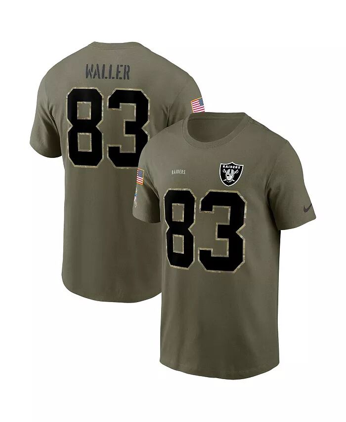 

Мужская футболка Darren Waller Olive Las Vegas Raiders 2022 Salute To Service Name and Number Nike