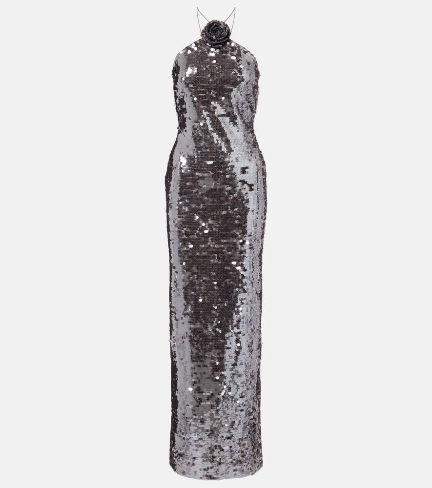 

Платье с цветочной аппликацией и пайетками Magda Butrym, Grey