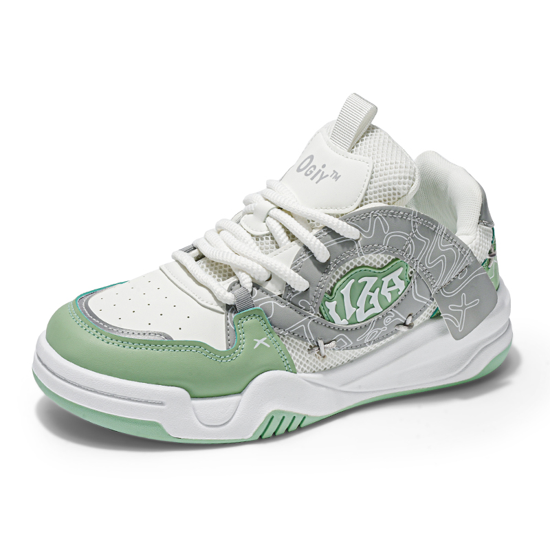 

TONYBEAR Износостойкие мужские скейтерские кеды низкие White Green, цвет White Green