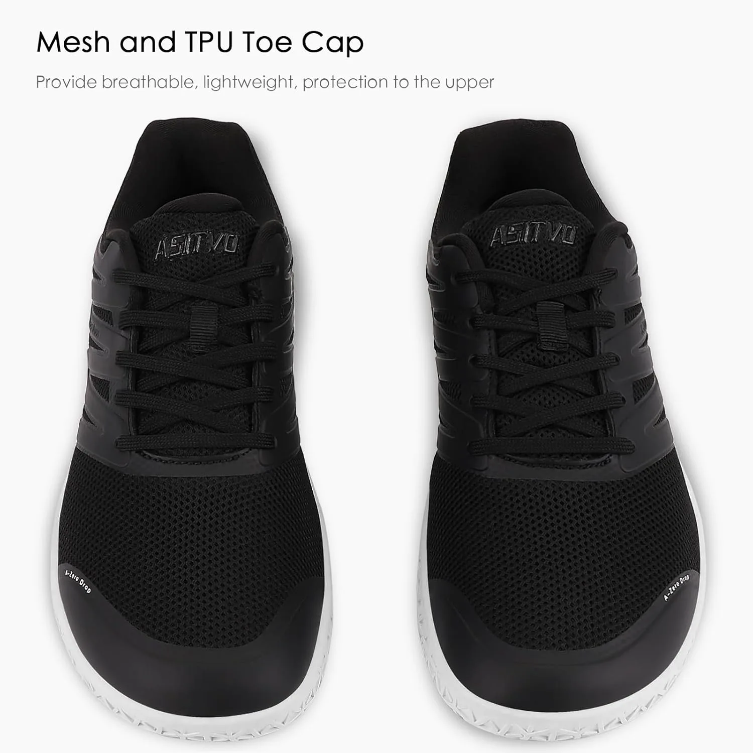 

Мужские кроссовки ASITVO Wide с босоногой подошвой нулевого перепада, минималистичные, с широкой носочной частью, TPU носок, верх без швов, белый