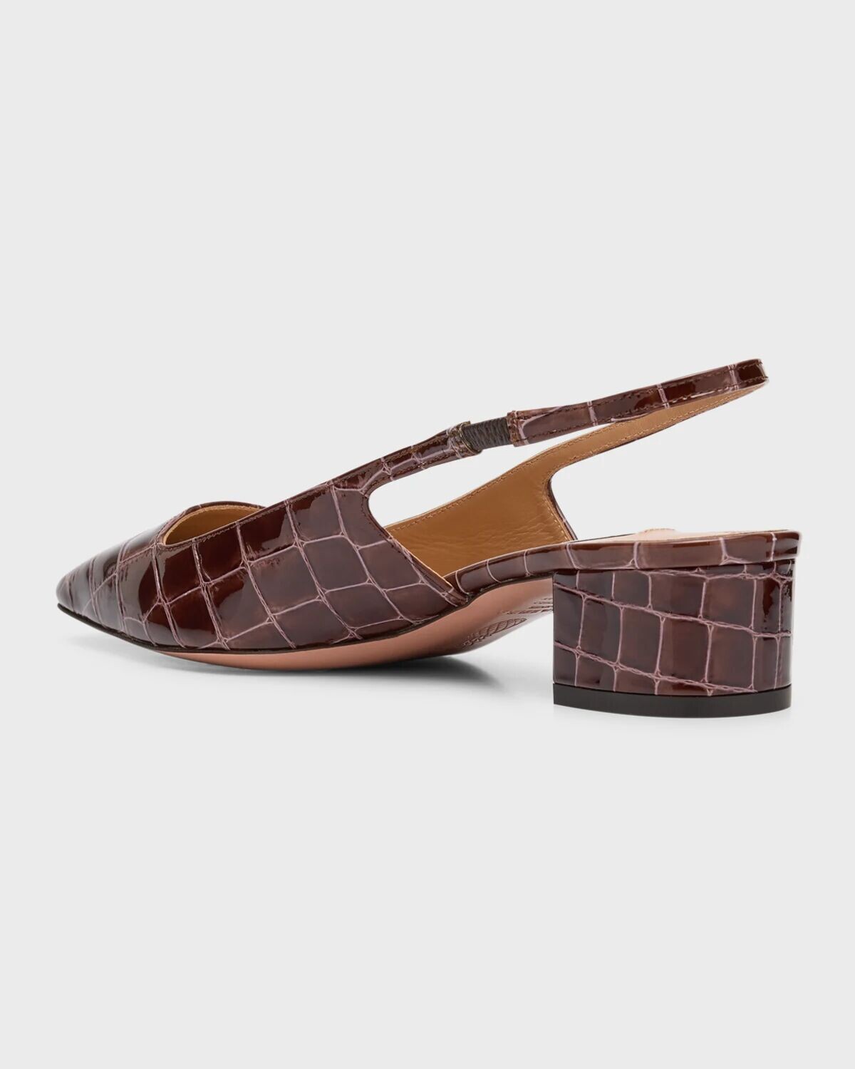 Балетки Ginza Croco с пяткой на пятке Aquazzura, цвет Espresso — фото 3
