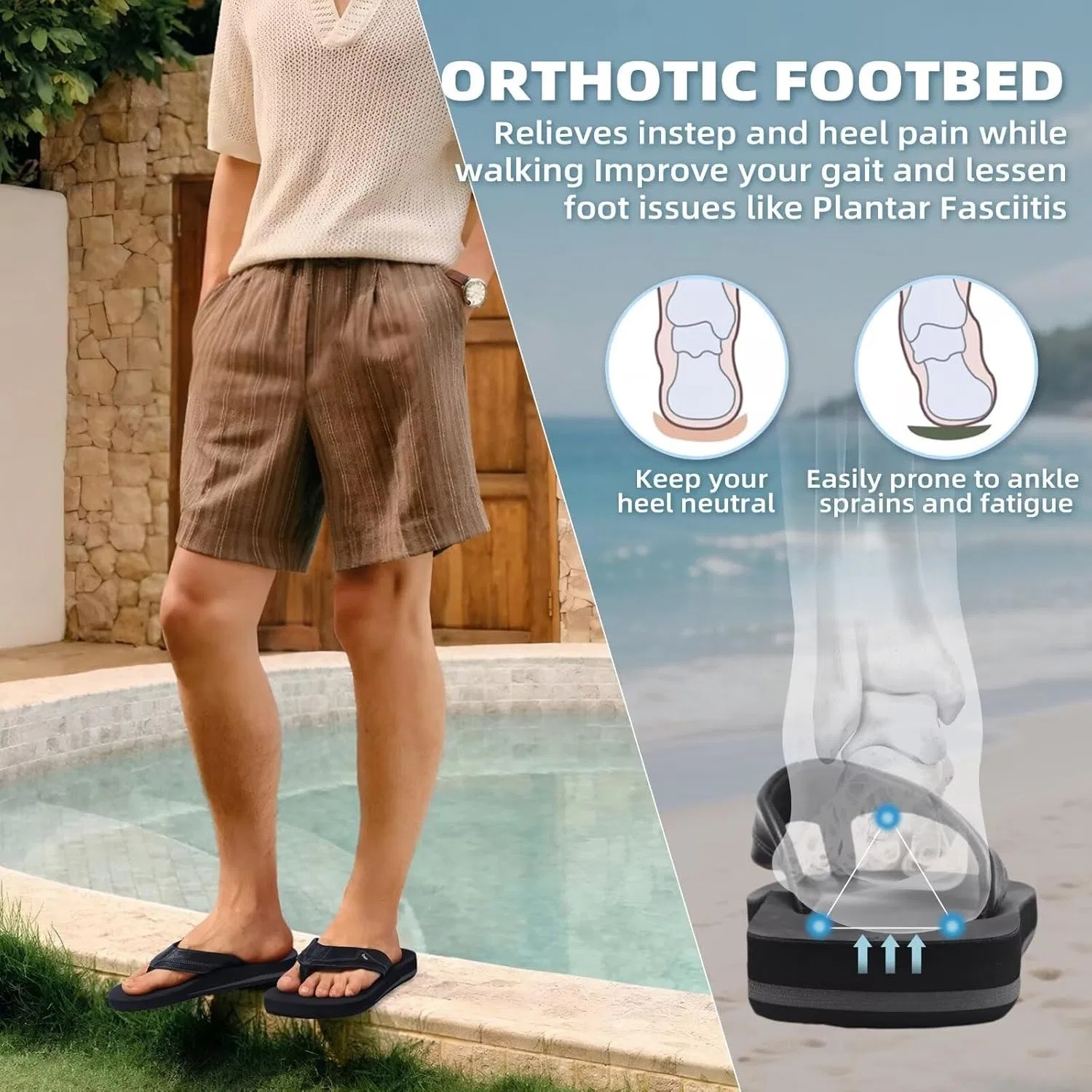 Сандалии с поддержкой стопы OrthoComfoot, черный — фото 2