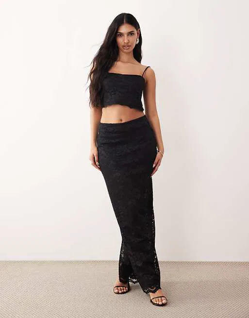 

Черная кружевная юбка макси ASOS DESIGN