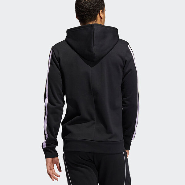 Толстовка adidas Don Decorate Po Solid Color Stripe Basketball Casual Sports hooded Pullover Black, черный — фото 4