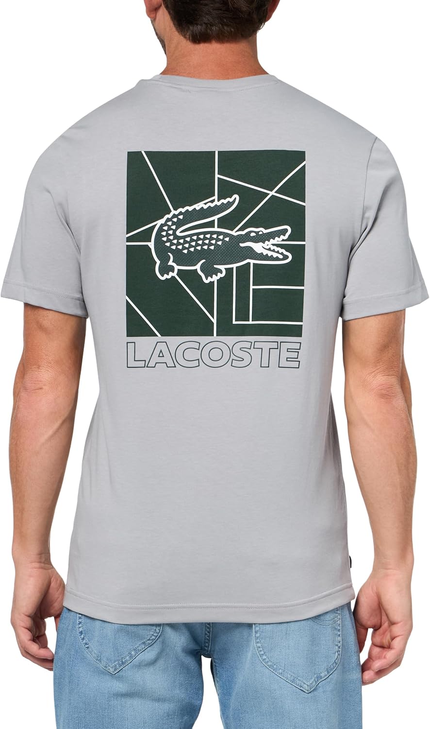Футболка Lacoste, мужская, с круглым вырезом и графикой, Elephant Grey — фото 2