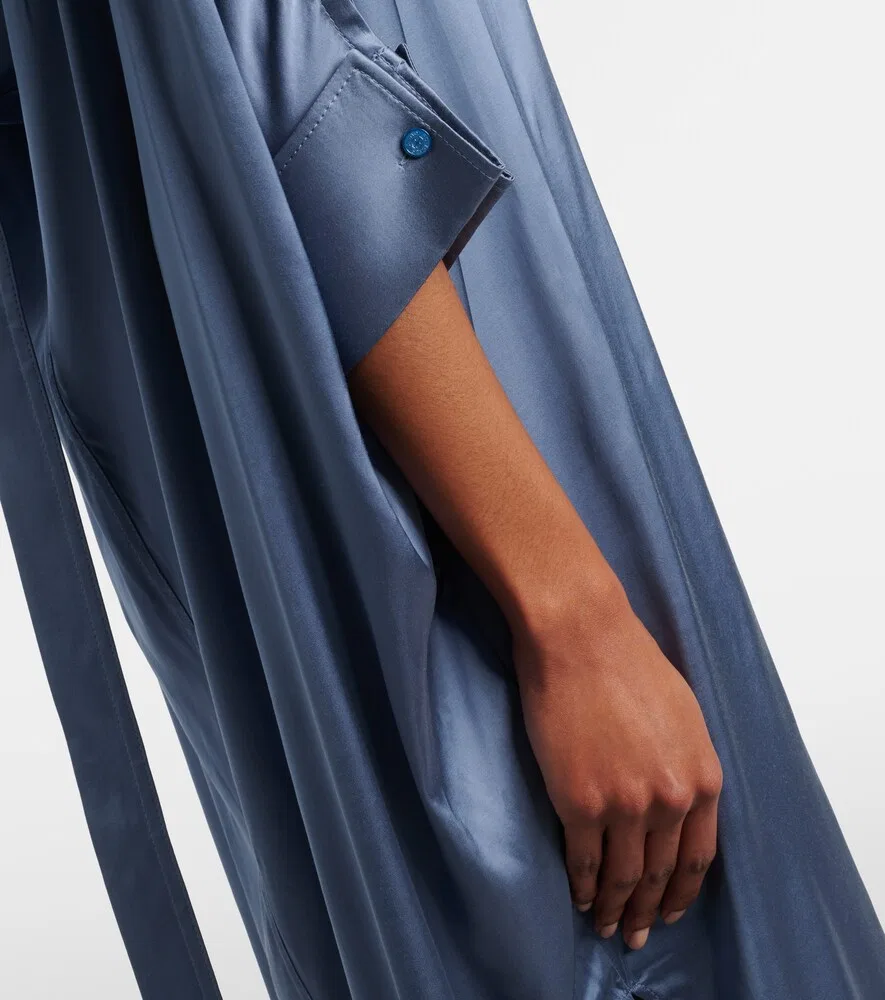 Асимметричное атласное платье миди с деталями в виде шарфа Acne Studios, синий — фото 4