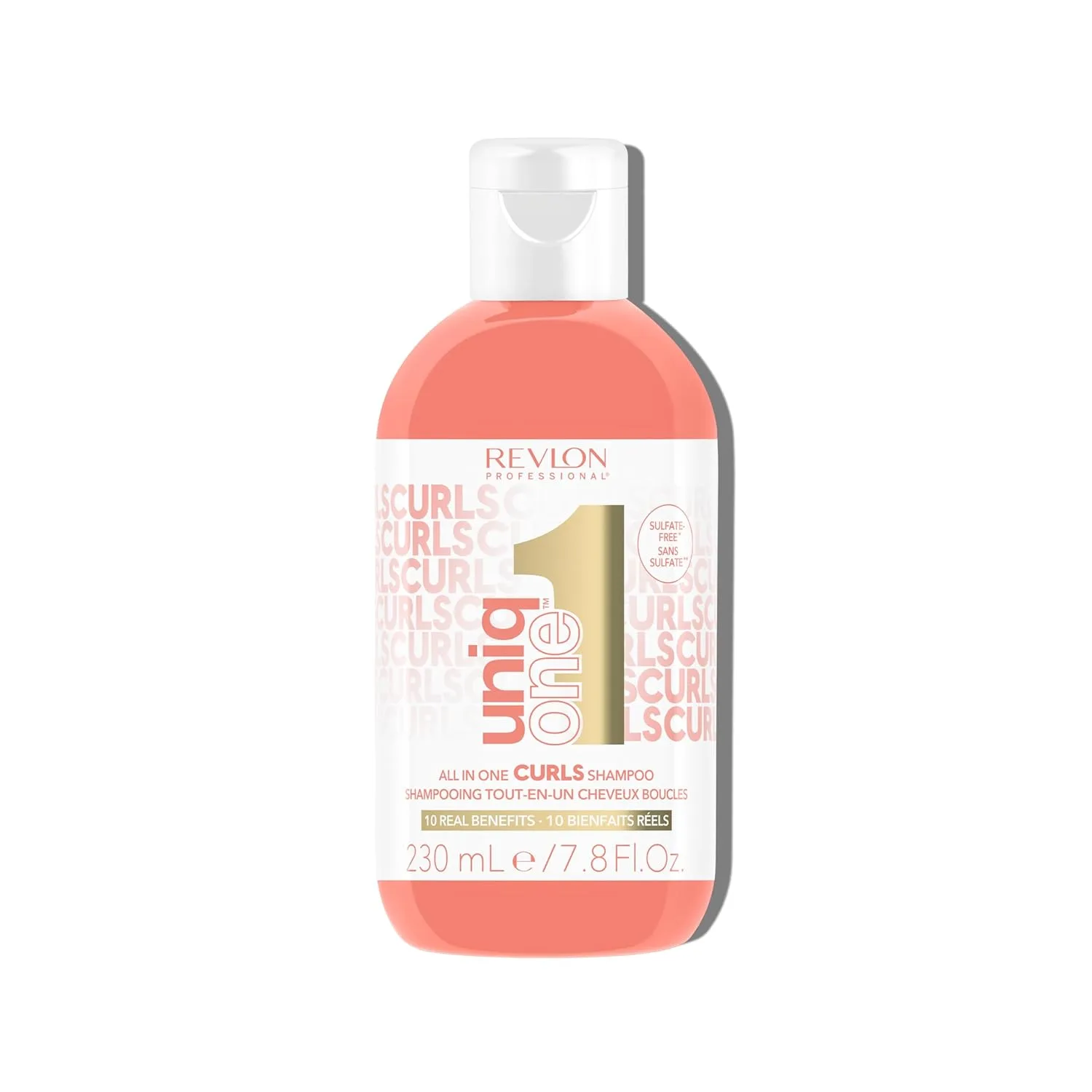 REVLON PROFESSIONAL UniqOne Curls шампунь, 10-в-1 формула без сульфатов для кудрявых волос, определяет завитки, контролирует пушистость, увлажняет, безопасен для окрашенных волос и веганский, 228 мл