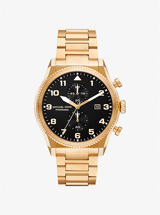 

Большие панорамные часы золотистого цвета Michael Kors, золотой
