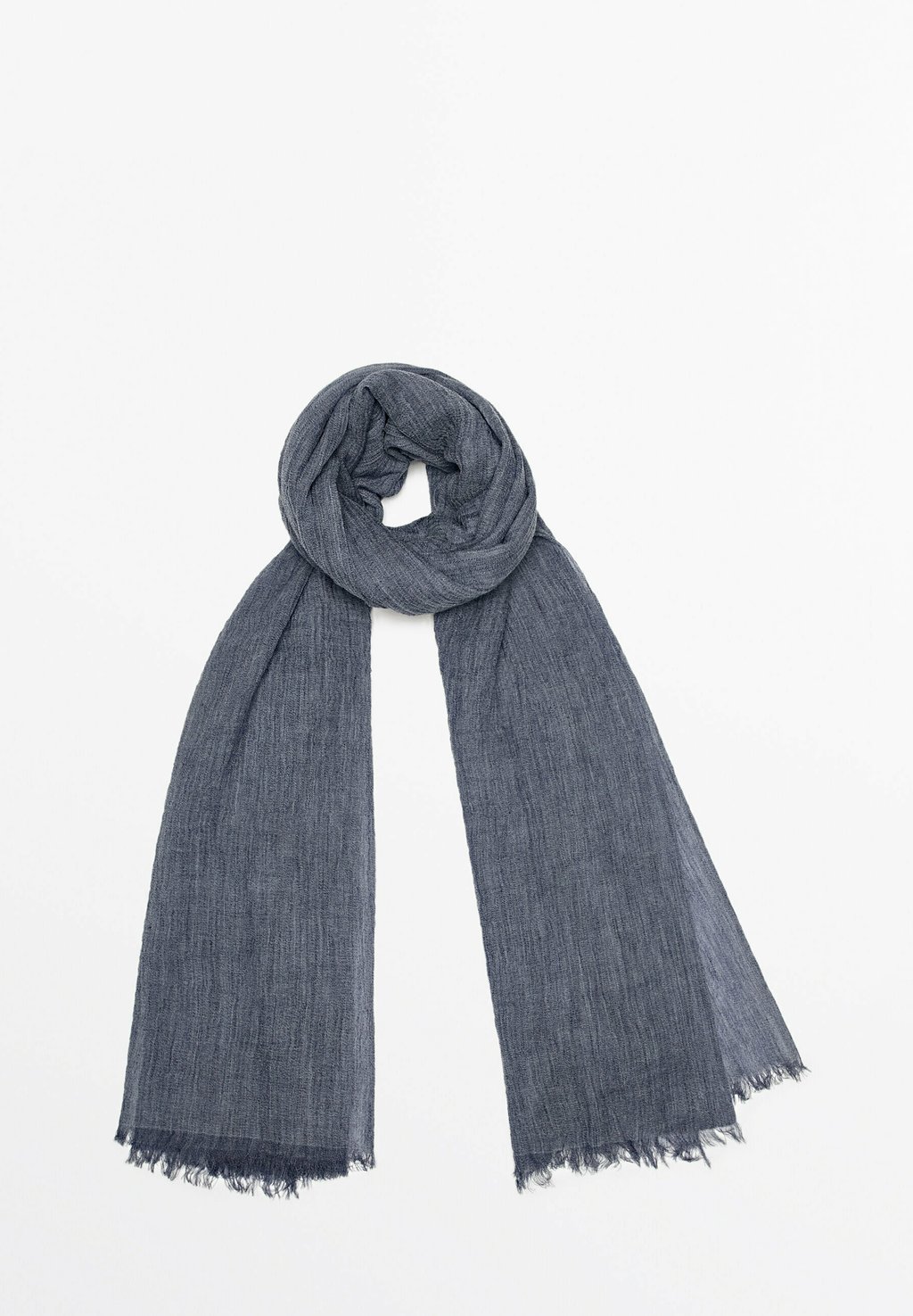 

Шарф FLOWING WITH FRAYED EDGES Massimo Dutti, синий