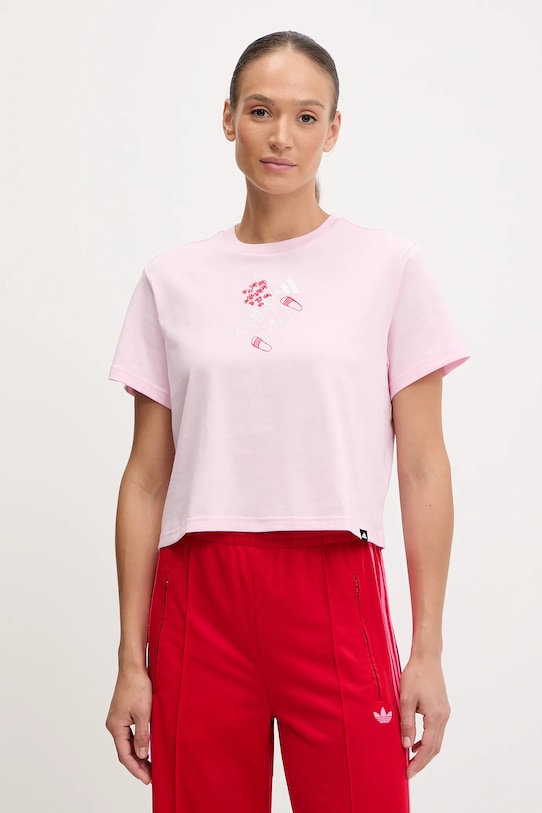 

Хлопковая футболка W Mini Adidas, розовый