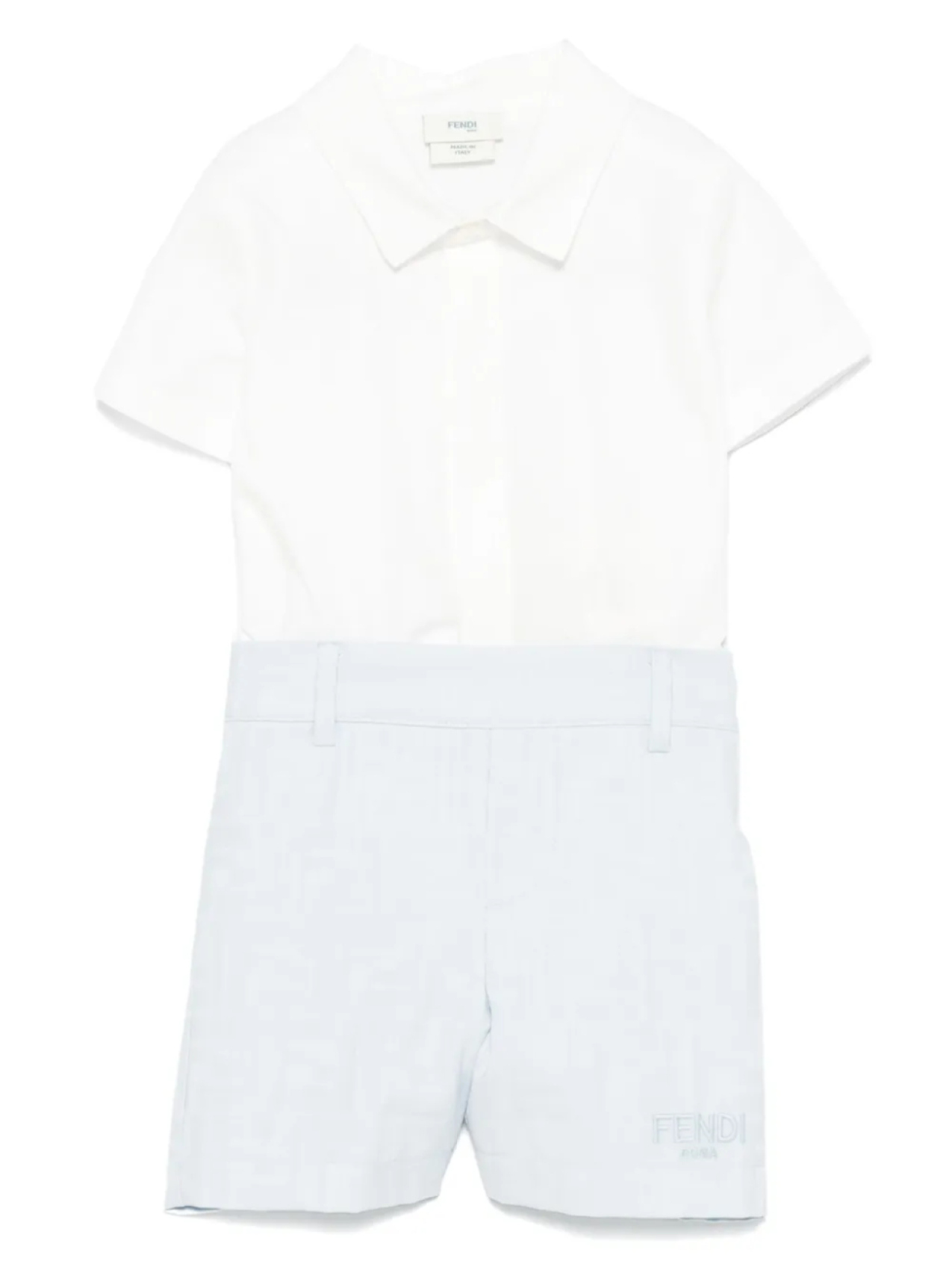 

Комплект из рубашки и шортов с логотипом FF Fendi Kids, синий