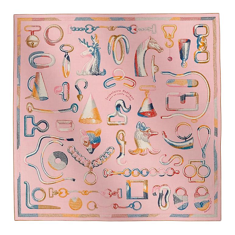 

HERMES Шелковый шаль женский розовый, Pink