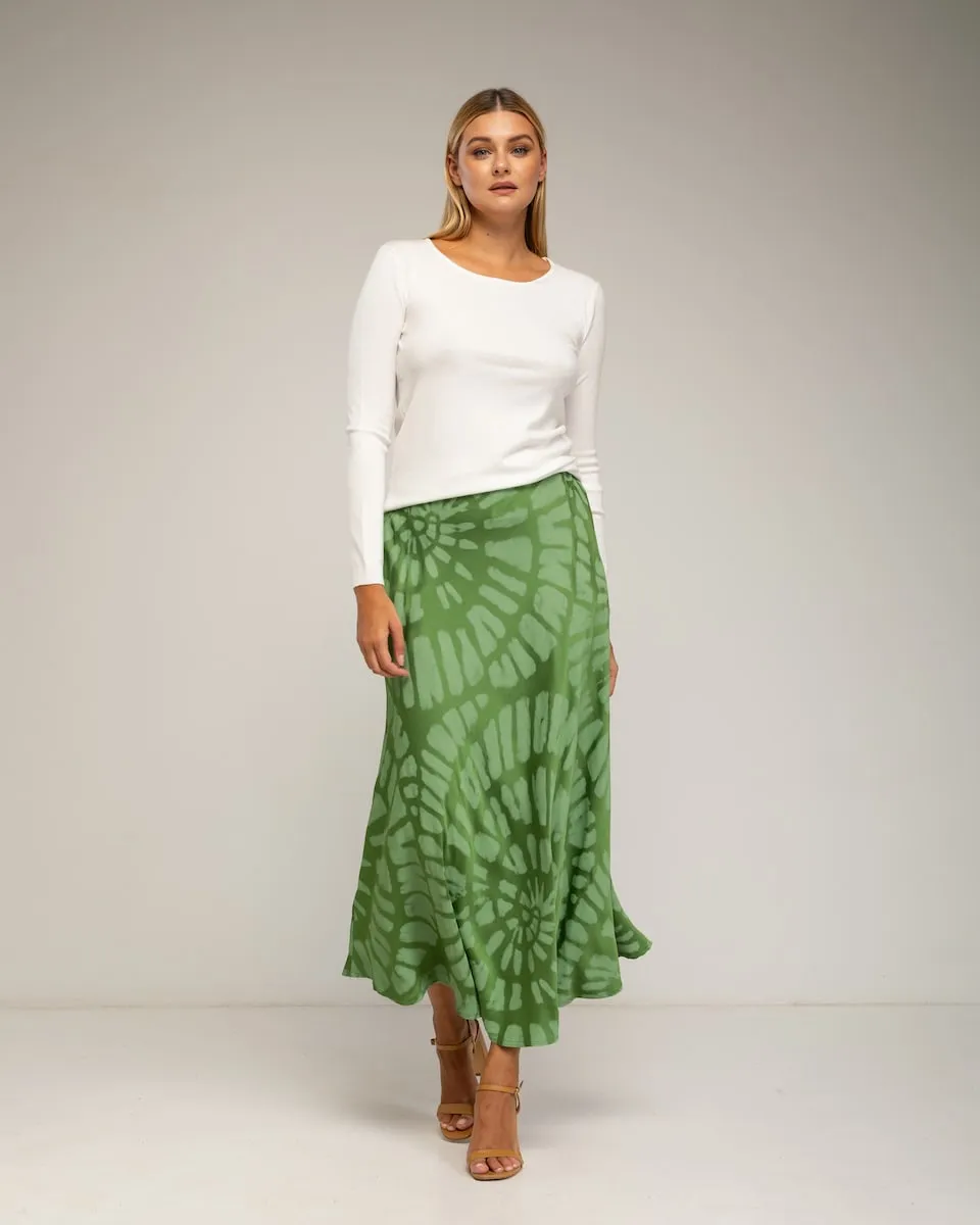 

Юбка миди из шелка с геометрическим принтом и карманами Tantra, зеленый