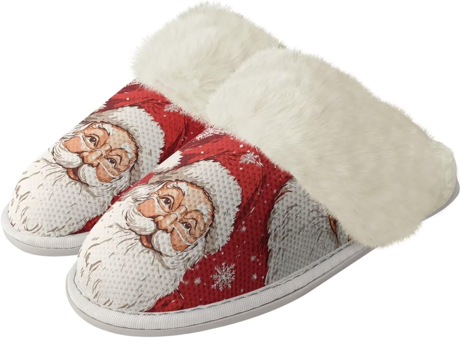 

Женские пушистые домашние тапочки BIGCARJOB для зимы, уютные плюшевые домашние тапочки с мягкой подошвой против скольжения, Christmas Santa Claus