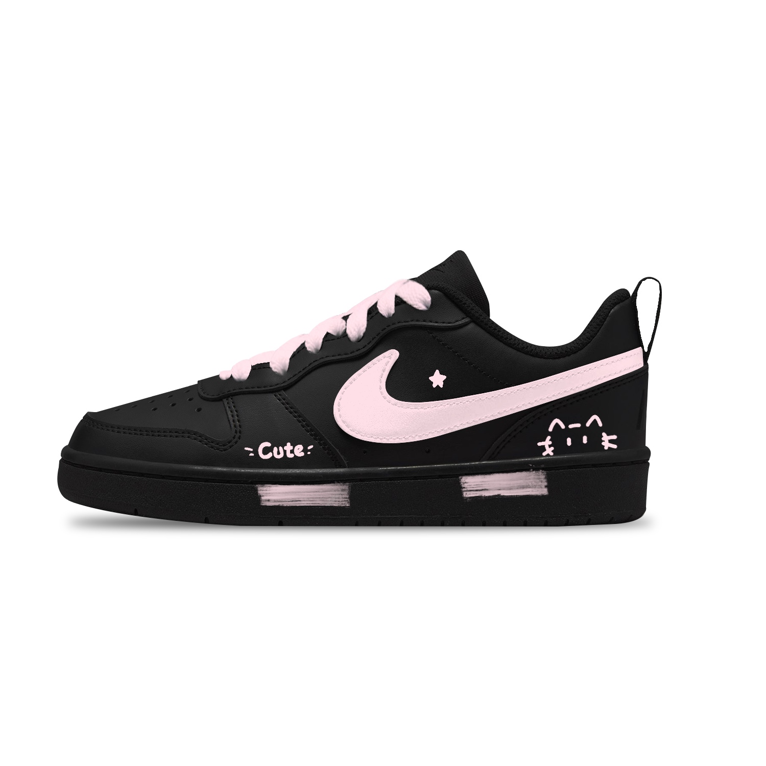 

Nike Court Borough Meowth 2 Slip Resistant Abrasion Resistant низкие детские скейтборд-кроссовки Black Unisex