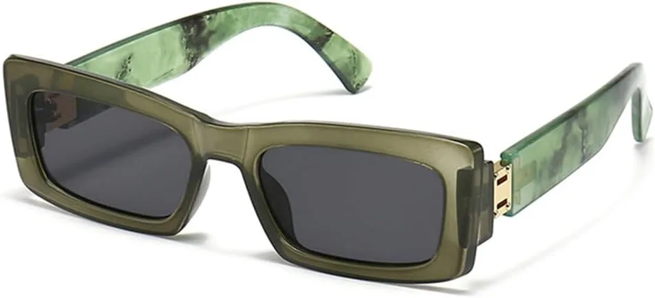 

Модные разноцветные прямоугольные женские солнцезащитные очки класса люкс в стиле ретро, ​​двухцветные солнцезащитные очки UV400 для мужчин LVTFCO, Dark Green Gray