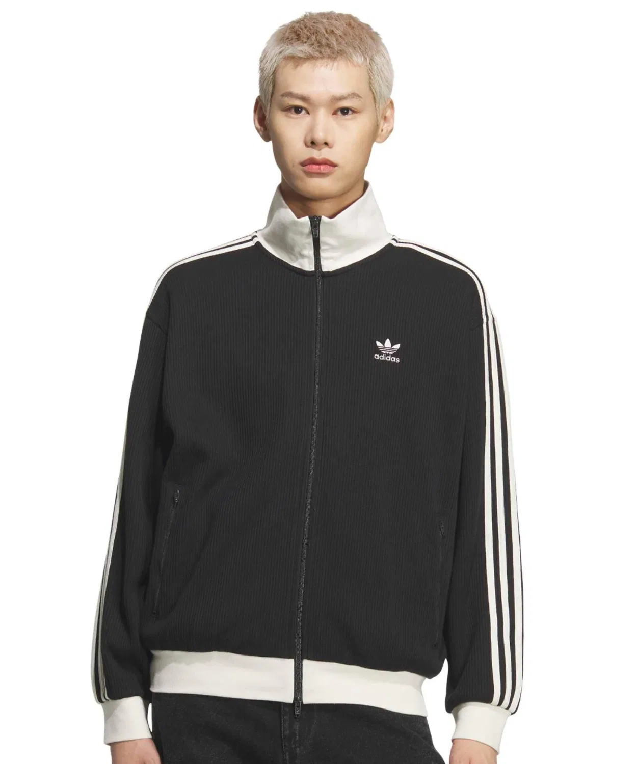Трек-топ adidas Waffle Classic Track Top из полиэстера и хлопка, черный — фото 2