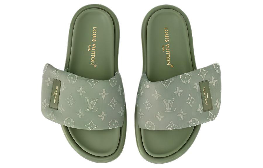 Подушка для бассейна Комфортные Слайдеры Женские Зеленые LOUIS VUITTON — фото 4