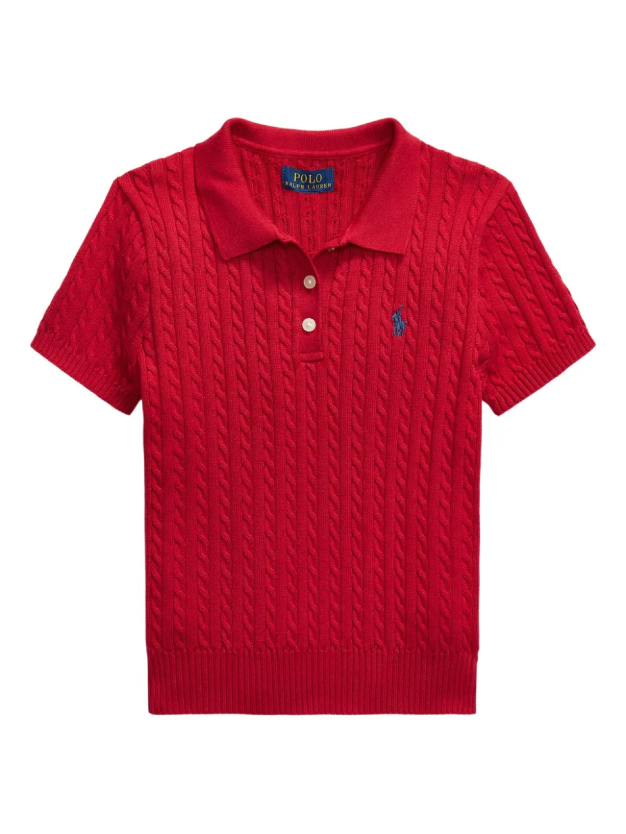 

POLO RALPH LAUREN KIDS свитер-поло с косичной вязкой, красный