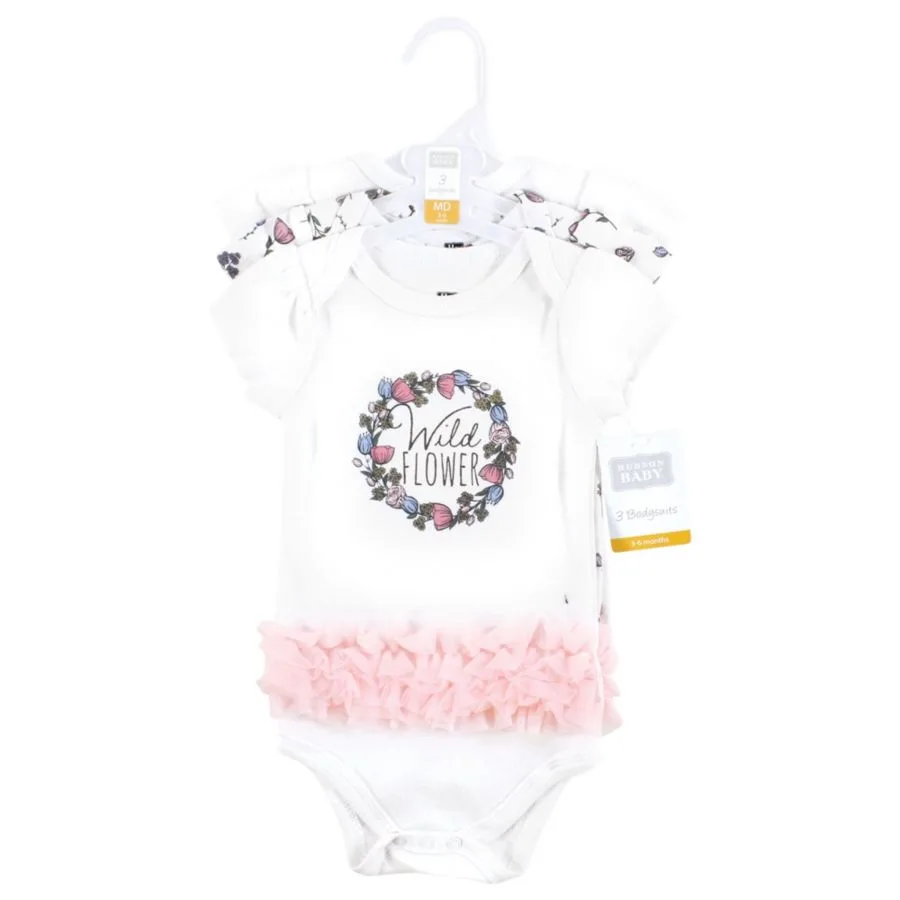 Комплект из 3 мягких хлопковых боди на каждый день Hudson Baby, Wild Flower Tutu — фото 2