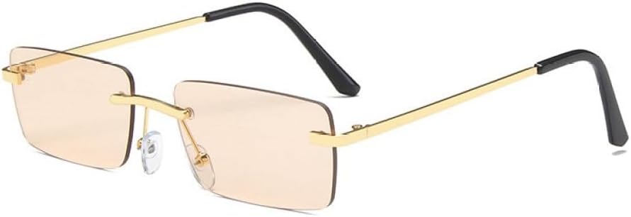 

Модные прямоугольные солнцезащитные очки для женщин и мужчин, без оправы, маленькие солнцезащитные очки, женские и мужские очки с защитой от УФ-излучения UV400 generic, Tea