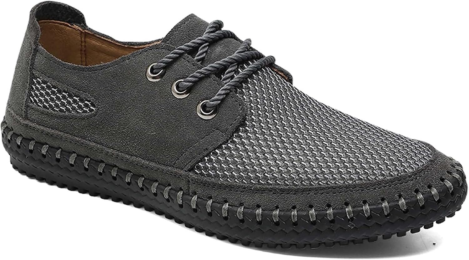 

Мужские сетчатые кроссовки с шнуровкой, удобные для прогулок, на открытом воздухе, с противоскользящей подошвой, дышащие, для треккинга и походов Generic, серый