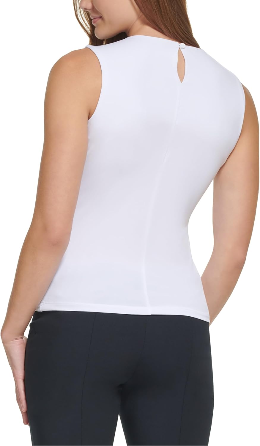 Женская блузка без рукавов с плиссировкой и воротником Calvin Klein, White — фото 4