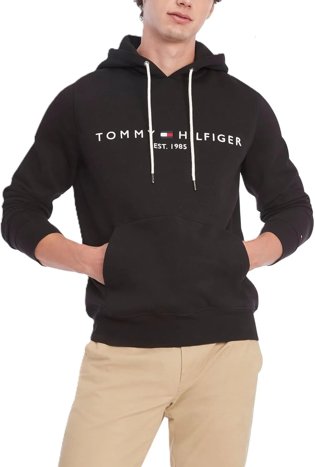 Худи на молнии Tommy Hilfiger с вышитым логотипом, черный