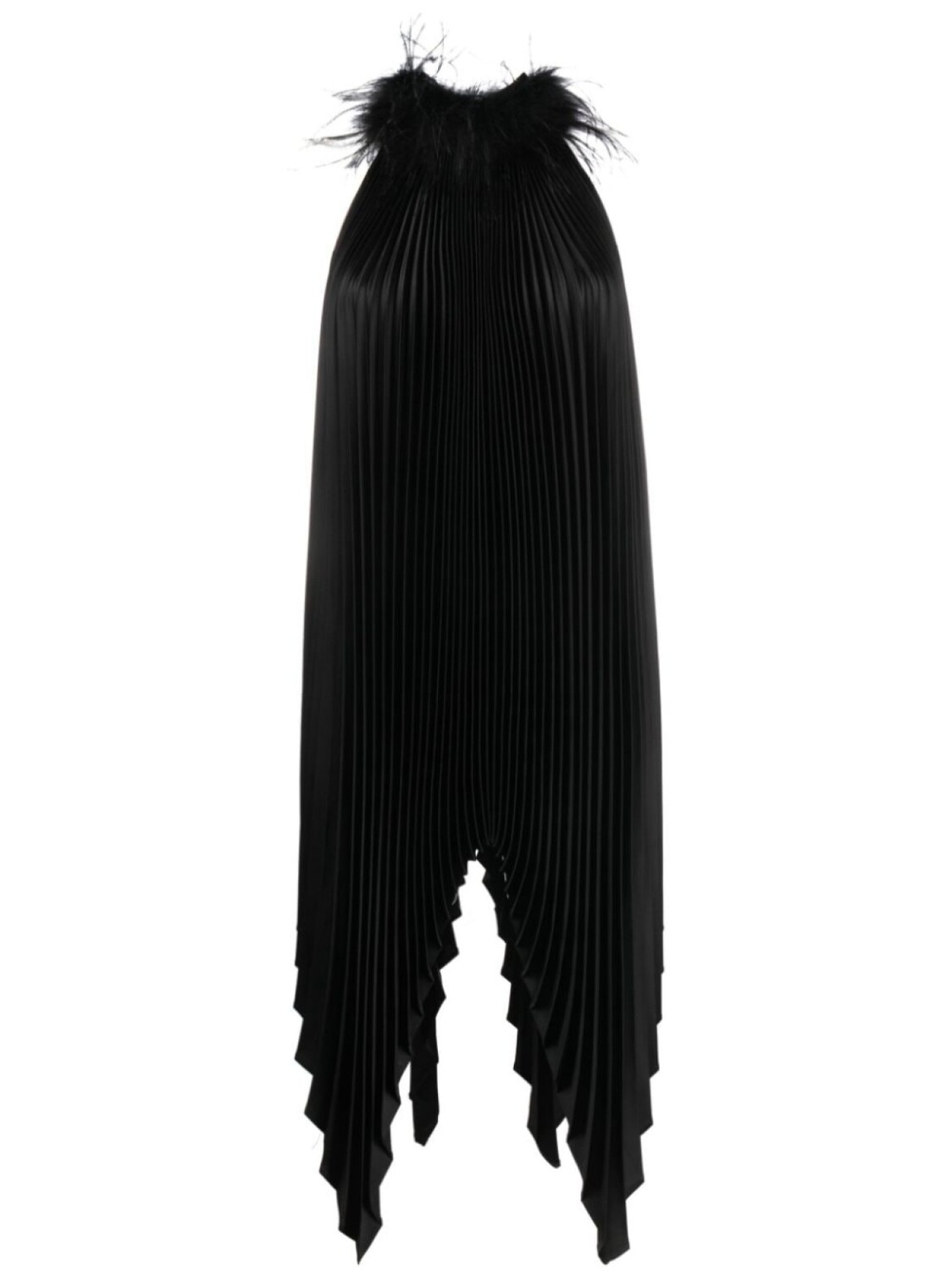

Styland feather-detail pleated mini dress, черный