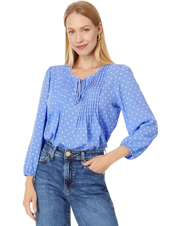 

Блузка Tommy Hilfiger Dot Pintuck Blouse, цвет French Blue/Ivory