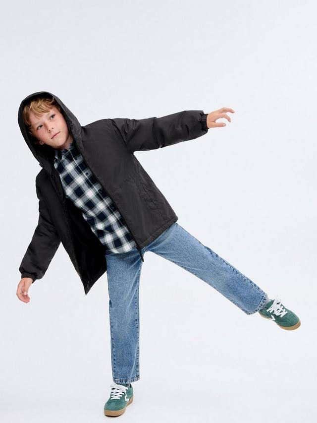 

Детская куртка Pepe с капюшоном и стёжкой Mango, Charcoal