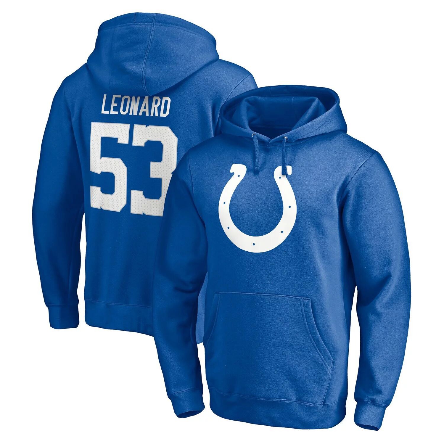 

Мужской пуловер с капюшоном Fanatics с фирменным логотипом Darius Leonard Royal Indianapolis Colts Player Icon, имя и номер