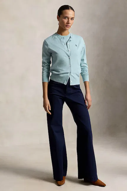 Кардиган из хлопка модель с застежкой Polo Ralph Lauren, бирюзовый — фото 3