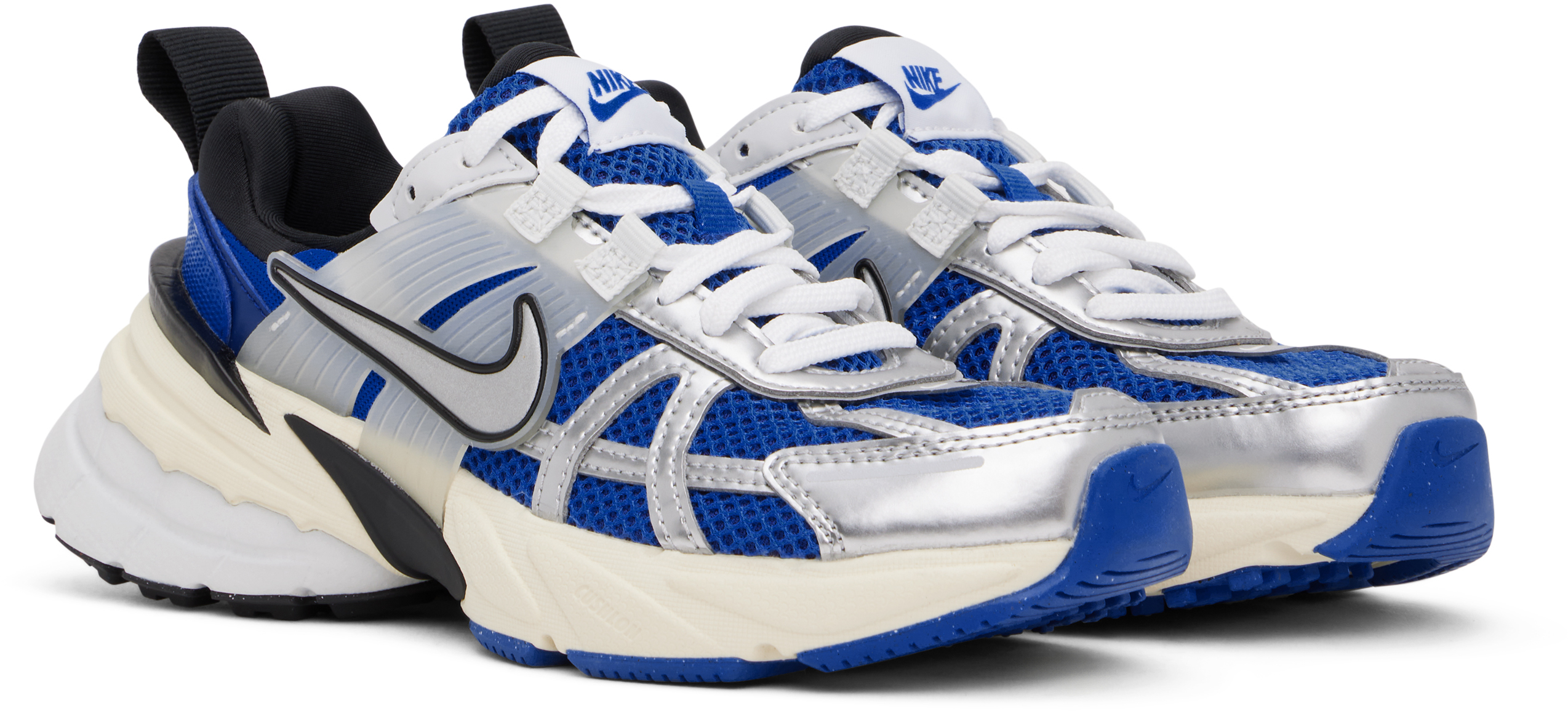 Синие кроссовки V2K Run Nike, Game royal/Metallic silver — фото 4