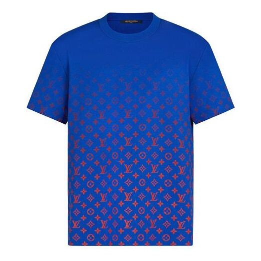 

Футболка monogram gradient logo full print short sleeve blue Louis Vuitton, синий