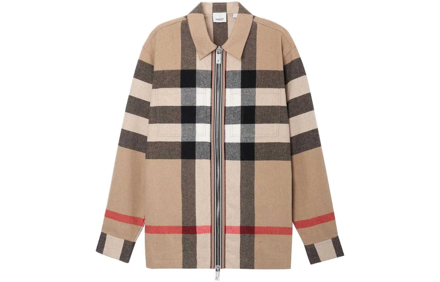 Рубашка Burberry шерстяная хлопковая на молнии, хаки — фото 4