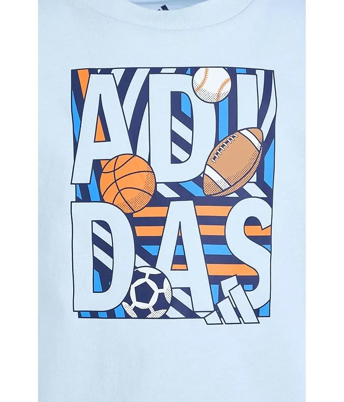 Детский комплект из футболки и шорт хлопок Essential Cotton Graphic Tee Shorts Set Adidas Kids, Black — фото 3