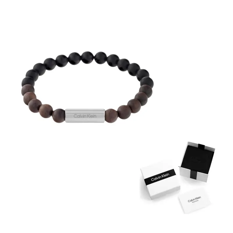

Нержавеющая сталь, дерево, агат браслет men's Calvin Klein