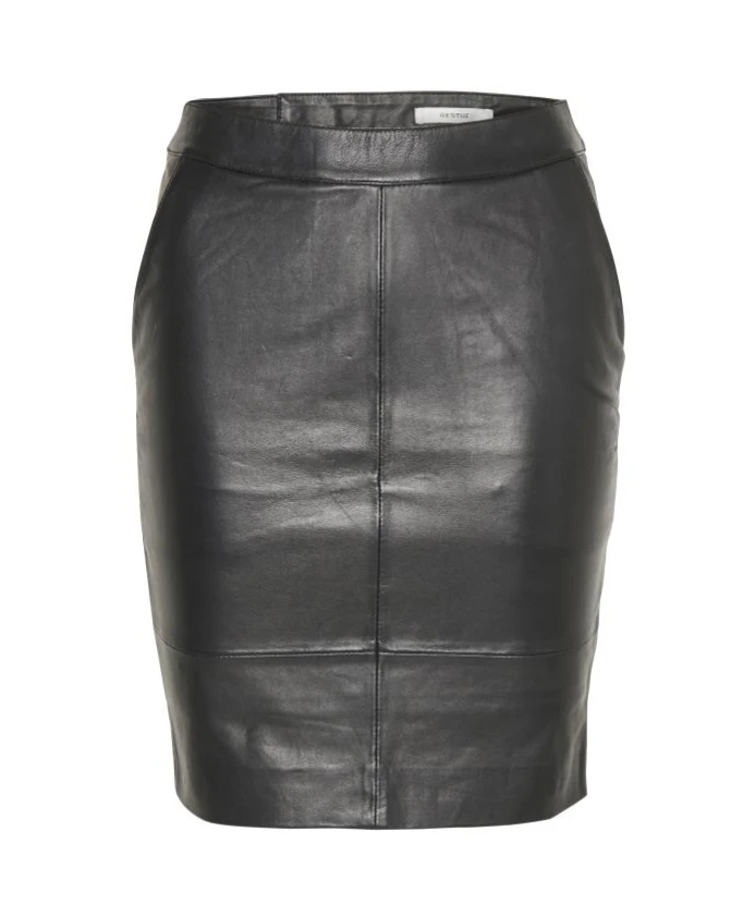 

Классическая кожаная юбка на молнии Gestuz, черный