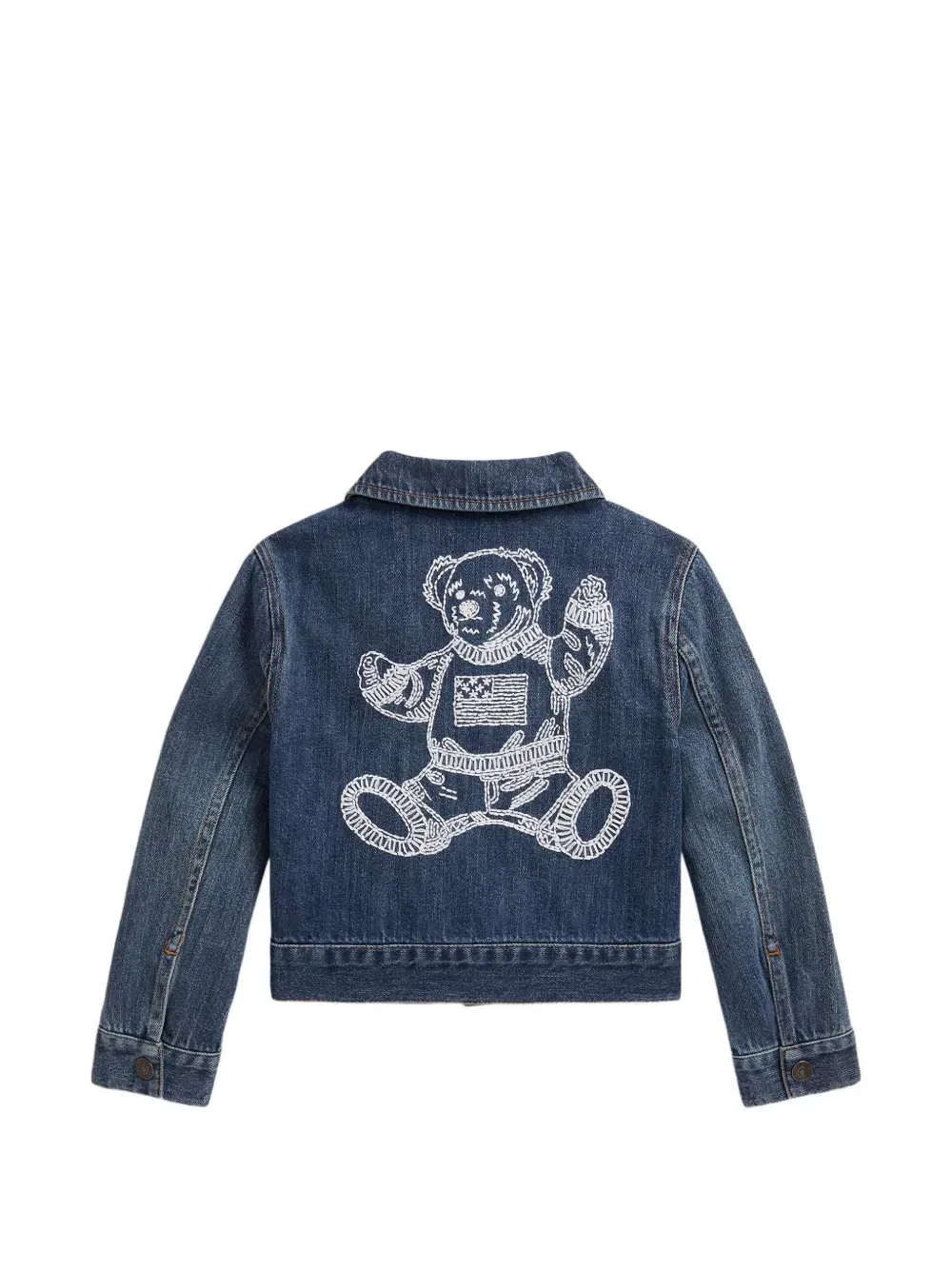 Джинсовая куртка с декором Bear Polo Ralph Lauren Kids, синий — фото 2