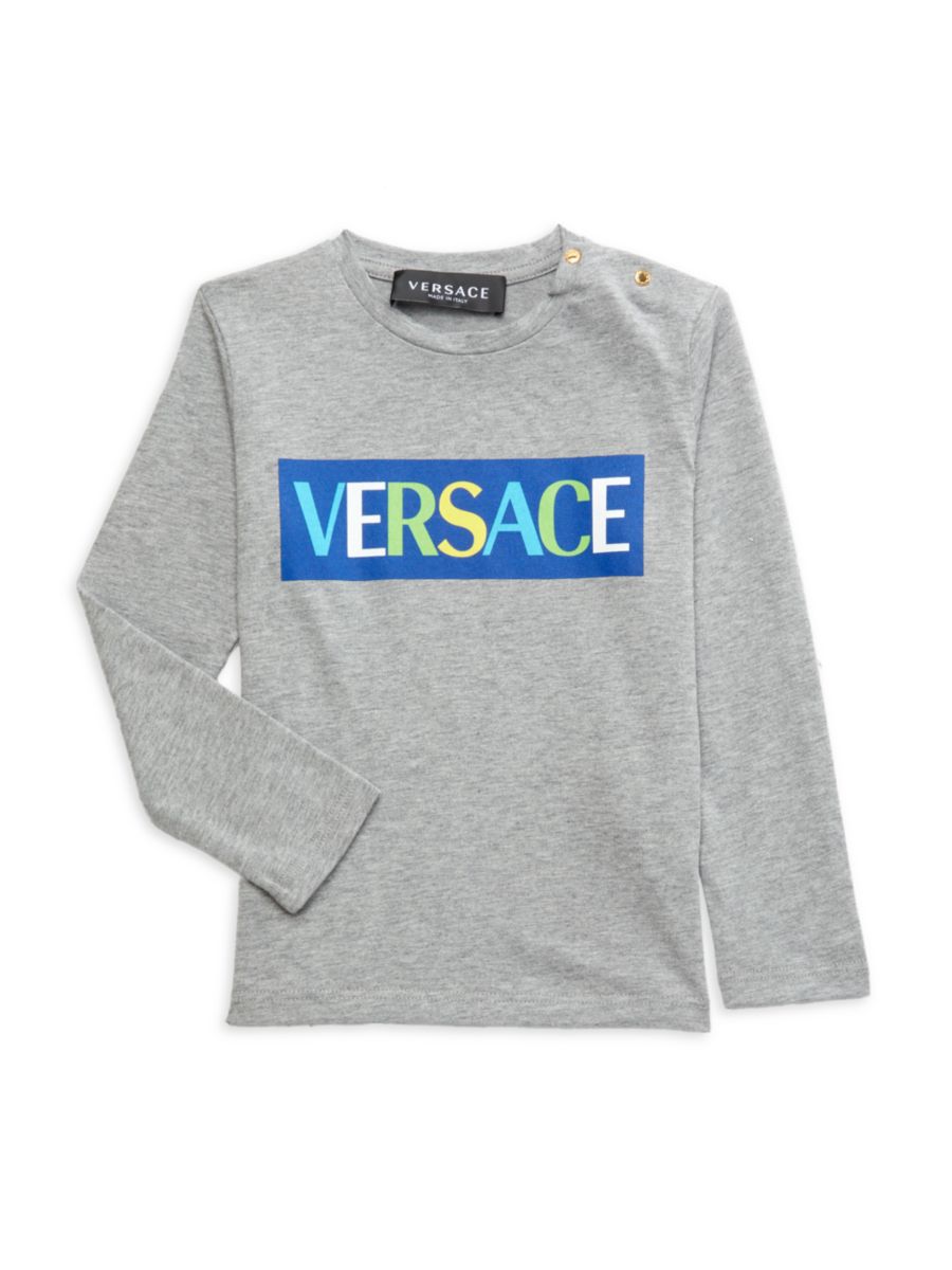 

Футболка с длинными рукавами и принтом логотипа для малышей Versace, цвет Grey Multi