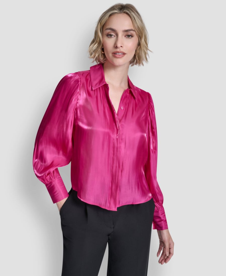 

Миниатюрная блузка с рукавами-баллонами DKNY, Fuchsia